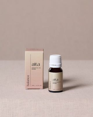 Balance essential oil blend, a 10ml amber bottle beside its box
